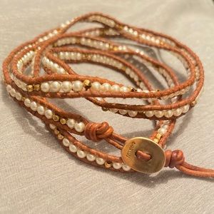 White Pearl Graduated Wrap Bracelet